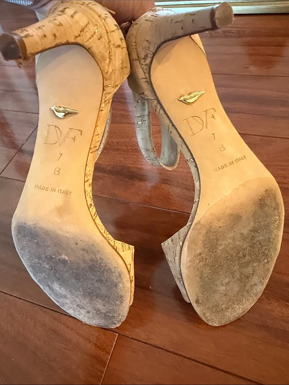 Diane Von Furstenberg Natural Cork Ankle-Strap Heels